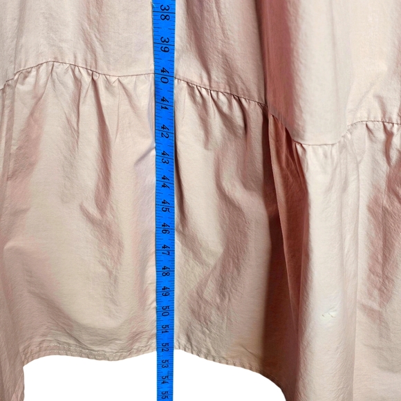 English Factory Dusty Rose Tiered Ruffled Smocked Cotton Midi Dress Sz. L - Picture 11 of 15